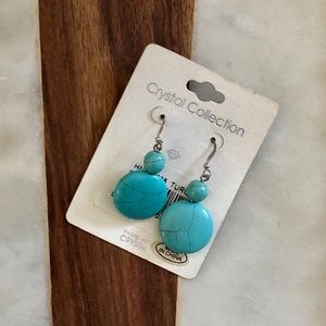 NWT Turquoise Colored and silver circle dangling earrings